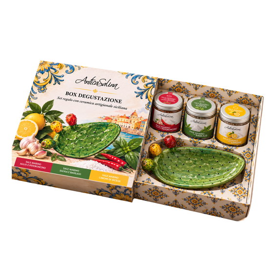 COFANETTO REGALO AROMATIZZATI + CERAMICA SICILIANA